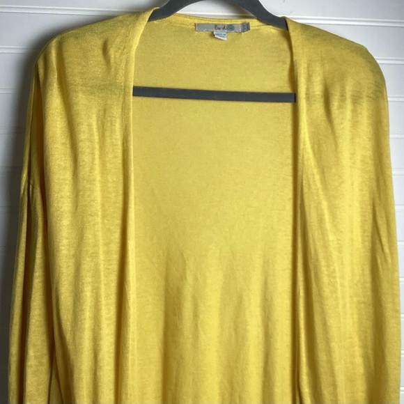 Boden Silk& Linen Mustard Yellow Open Cardigan Pockets Size6 - Picture 2 of 7